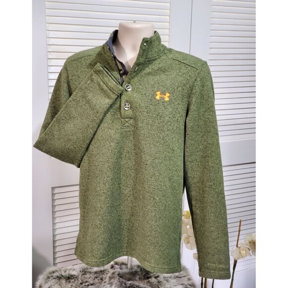 Under Armour Other - Under Armour Men's Specialist Storm Olive Green and Orange Sweater Sz M 700